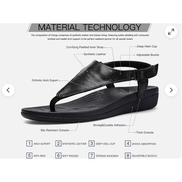 MEGNYA Orthotic Sandals Womens Sz 7.5 Brown Vegan Plantar Fasciitis Flat Feet Ho - Picture 8 of 13